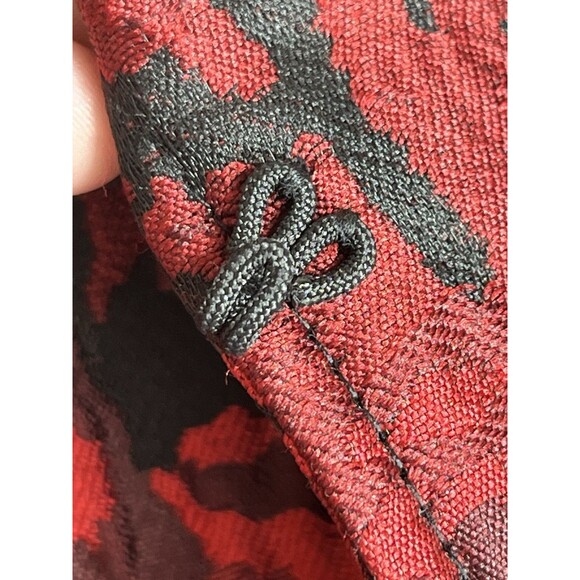 Chicos Tapestry Woven Rose Red Art Printed Blazer Jacket S 0 2/4 - Picture 4 of 8